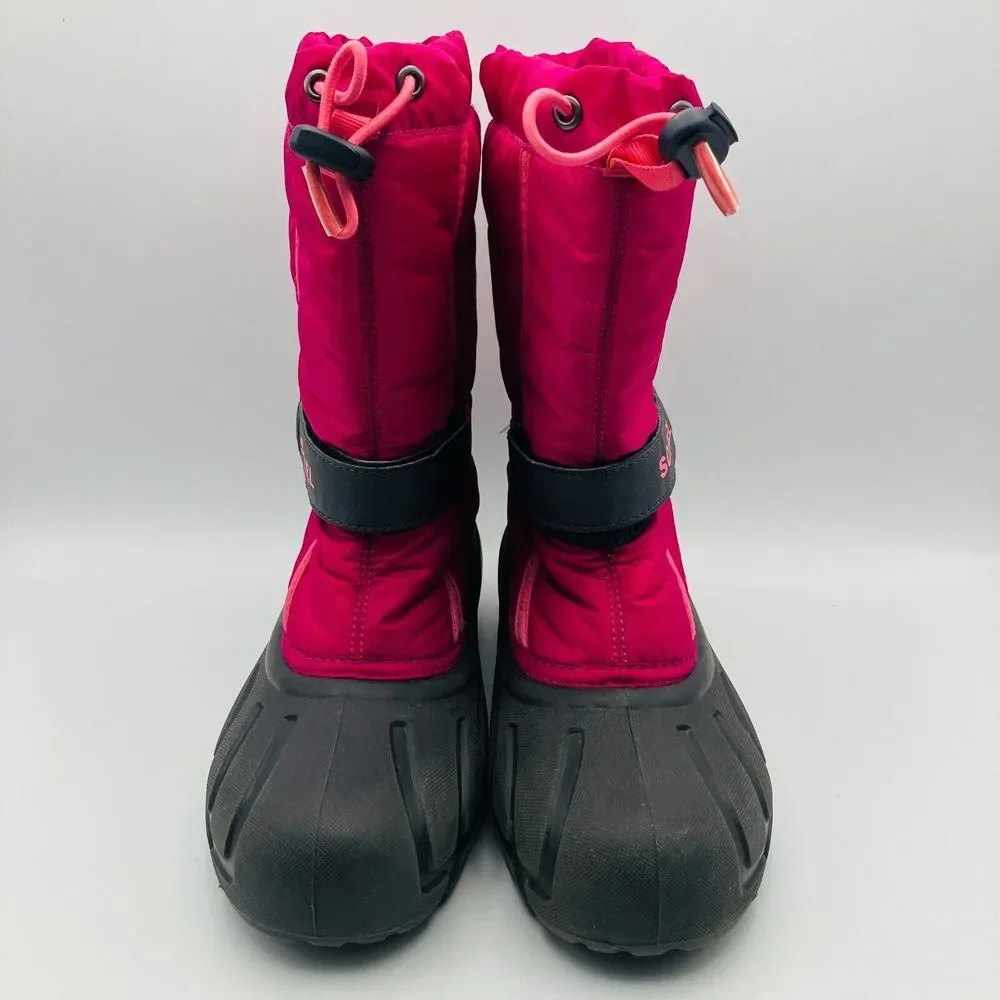 Sorel Snow Boots Youth Size 5 Pink Insulated Removable Liners‎ Adjustable Nice!